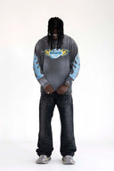 BLACK ISLAND ADA2089 Black Island Miami Rich Club Flame Oversized Sweatshirt