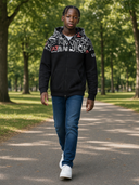 Giubbino Antivento EA7 Emporio Armani Junior con Cappuccio e Grafica Logata