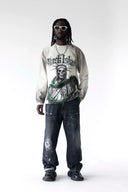 BLACK ISLAND ADA2088 Liberty Skull Graphic Oversized Sweatshirt