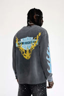 BLACK ISLAND ADA2089 Black Island Miami Rich Club Flame Oversized Sweatshirt