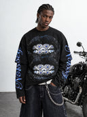 NOISSEY Glitter Sapphire Iced-Out Lips Faux Layer Long Sleeves
