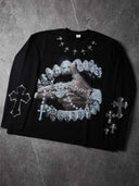 NOISSEY "Iced-out Rosary" Graphic Long Sleeves - Heavyweight Jet Black