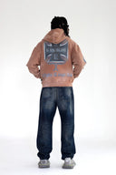 BLACK ISLAND ADA2091 Washed Cross Graphic Zip Hoodie