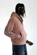 BLACK ISLAND ADA2091 Washed Cross Graphic Zip Hoodie