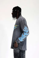 BLACK ISLAND ADA2089 Black Island Miami Rich Club Flame Oversized Sweatshirt