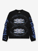 NOISSEY Glitter Sapphire Iced-Out Lips Faux Layer Long Sleeves