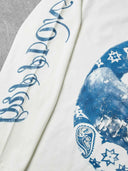 NOISSEY T-shirt “Hustle" Blue Paisley Lip Graphic Long Sleeve