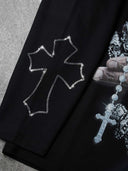 NOISSEY "Iced-out Rosary" Graphic Long Sleeves - Heavyweight Jet Black
