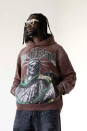 BLACK ISLAND ADA2078 Liberty Skull Graphic Oversized Hoodie