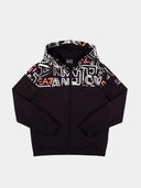 Giubbino Antivento EA7 Emporio Armani Junior con Cappuccio e Grafica Logata