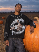 NOISSEY "Iced-out Rosary" Graphic Long Sleeves - Heavyweight Jet Black