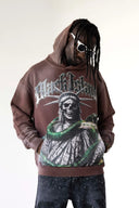 BLACK ISLAND ADA2078 Liberty Skull Graphic Oversized Hoodie