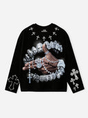 NOISSEY "Iced-out Rosary" Graphic Long Sleeves - Heavyweight Jet Black