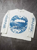NOISSEY T-shirt “Hustle" Blue Paisley Lip Graphic Long Sleeve