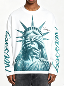 NOISSEY "Liberty Blinded" Teal Diamond Sparkle Graphic Long Sleeve
