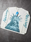 NOISSEY "Liberty Blinded" Teal Diamond Sparkle Graphic Long Sleeve